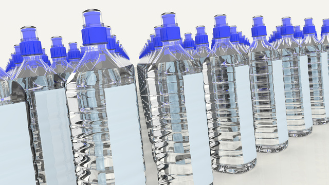 Water bottles side view